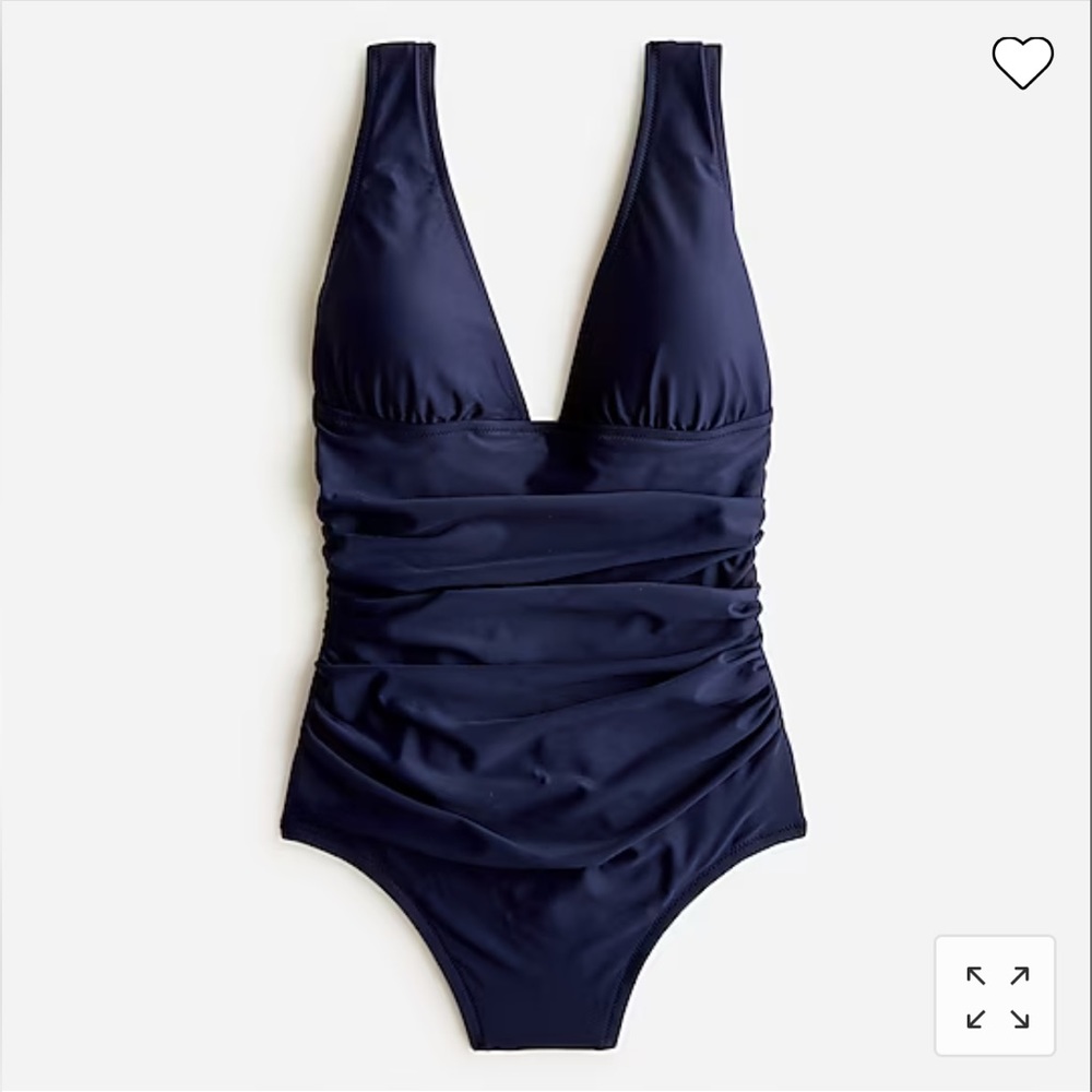 J. Crew Ruched V-neck one-piece swimsuit bathing suit BC116 12 blue